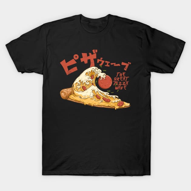 the Grea Pizza Wave T-Shirt by ArtBot